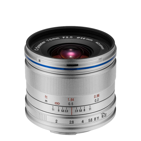 Laowa 7.5 mm f/2 MFT stříbrné provedení